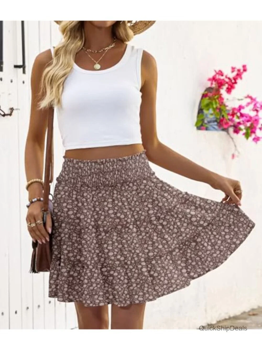 High Waist Ruffle Skorts Mini Skirt with Built-in Shorts for Women